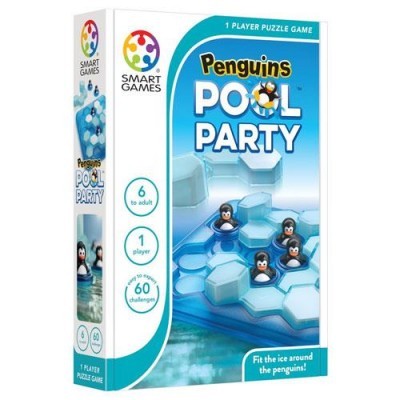 Caixa de jogo puzzle Penguins Pool Party com pinguins e blocos de gelo
