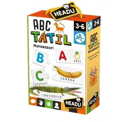 Caixa de jogo educativo Headu ABC Tátil Montessori com letras e imagens para crianças 3-6 anos