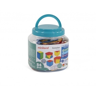 Frasco plástico com peças coloridas de construção Miniland Conexión