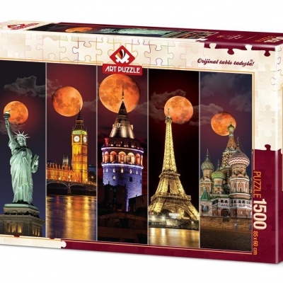 Caixa de puzzle Art Puzzle 1500 peças com imagens de monumentos famosos à noite