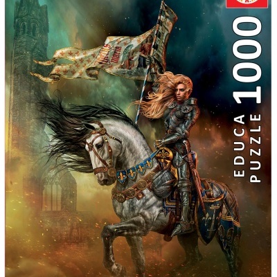 Caixa de puzzle EDUCA 1000 peças com cavaleira em armadura a cavalo branco