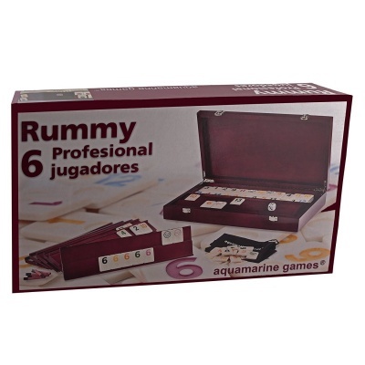 Caixa de jogo Rummy para 6 jogadores profissionais com peças e caixa de madeira