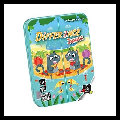 Caixa metálica de jogo DIFFERENCE JUNIOR com ilustração de gatos e ambiente colorido