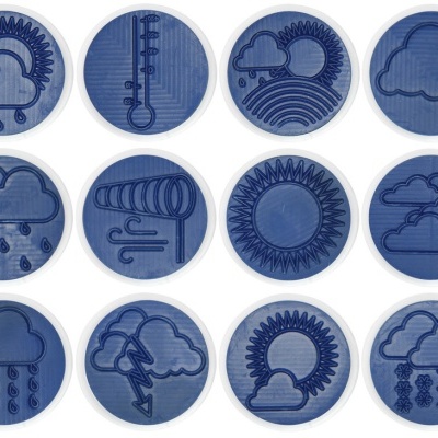 Ícones redondos azuis com símbolos do tempo