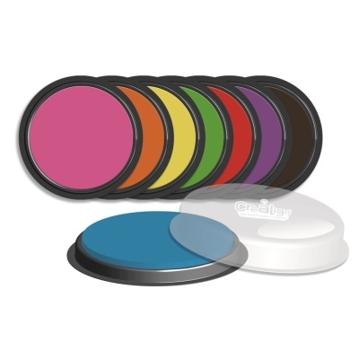 Conjunto de almofadas de tinta coloridas redondas com tampa transparente