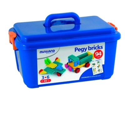 Caixa azul de peças de encaixe Pegy bricks Miniland