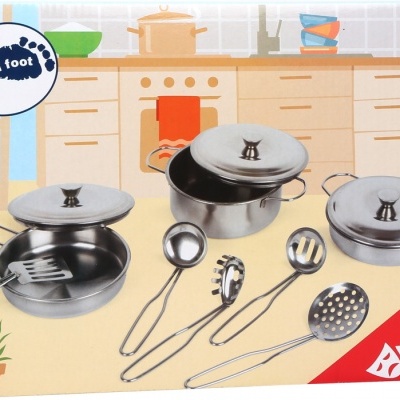 Conjunto de brinquedo de cozinha 11 peças em metal e plástico com embalagem colorida
