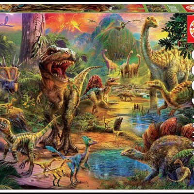 Quebra-cabeças EDUCA 1000 peças com dinossauros em cenário pré-histórico