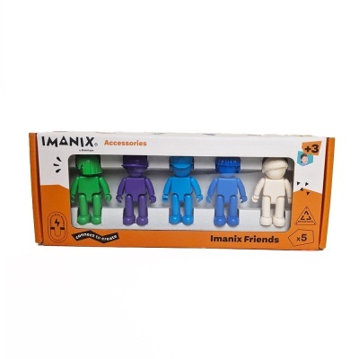 Conjunto de 5 bonecos magnéticos coloridos numa caixa Imanix