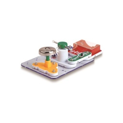 Conjunto educativo de eletrónica com campainha e interruptor em base transparente