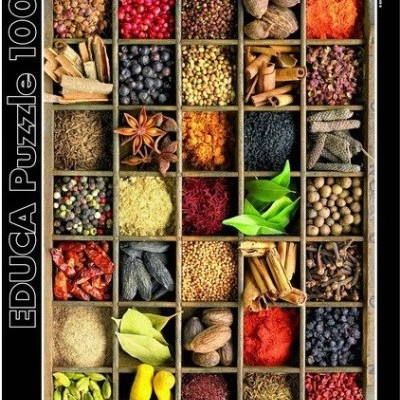 Quebra-cabeças de 1000 peças com imagem de especiarias organizadas em compartimentos