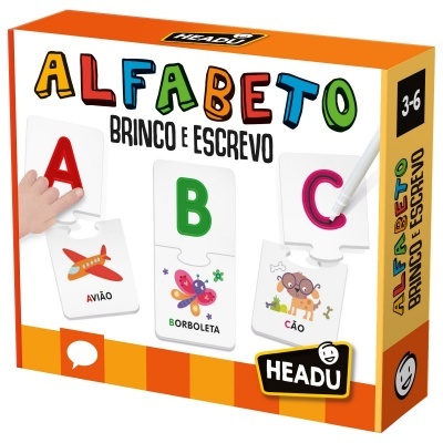 Caixa do jogo educativo ALFABETO BRINCO E ESCREVO para crianças de 3 a 6 anos.