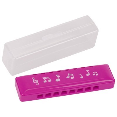 Harmónica rosa com tampa transparente