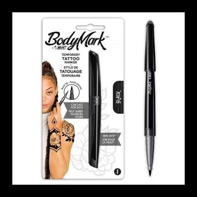 Marcador para tatuagens temporárias BodyMark BIC embalagem e marcador preto
