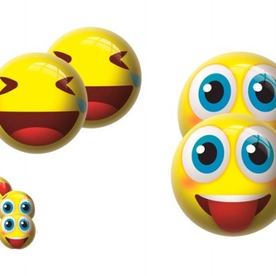 Quatro bolas amarelas com emojis variados