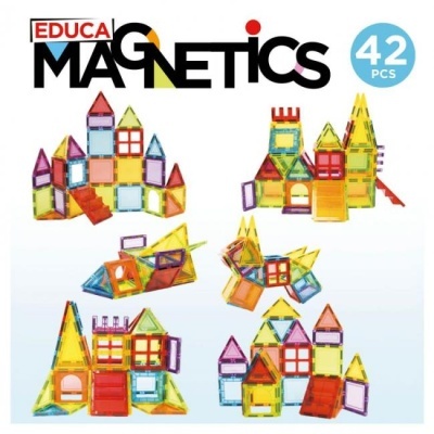 Jogo de blocos magnéticos coloridos Educa Magnetics com 42 peças