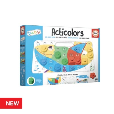 Brinquedo educativo Acticolors da Educa Baby com 24 peças coloridas de encaixe.