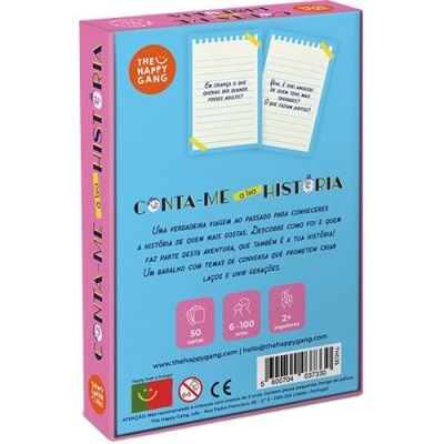 Caixa de jogo de cartas CONTA-ME a tua HISTÓRIA com design azul e rosa