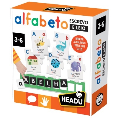 Jogo educativo Alfabeto Escrevo e Leio com fichas de puzzle coloridas e letras táteis