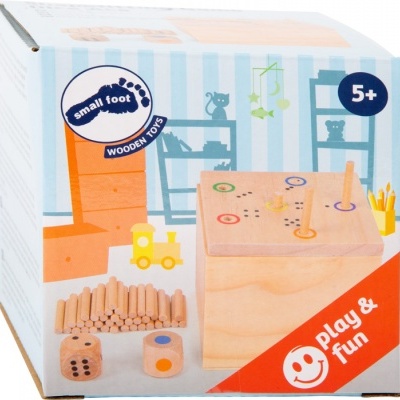 Brinquedo de madeira Small Foot caixa e jogo com pinos coloridos 5+ Play & Fun