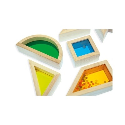 blocos de construção de madeira coloridos em formas geométricas