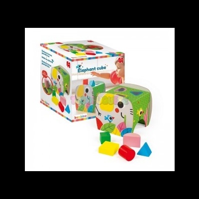Elefante cubo de formas geométricas coloridas com embalagem