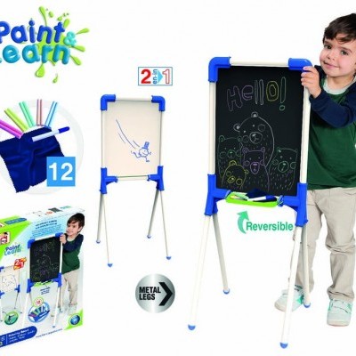 Quadro educativo infantil Paint & Learn com marcador e desenhos coloridos