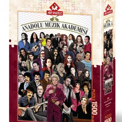Caixa de puzzle com imagem de retrato de grupo ANADOLU MUZIK AKADEMISI e texto ART PUZZLE