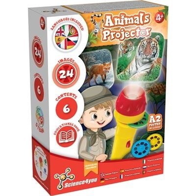 Caixa de brinquedo educativo Animals Projector com projetor e imagens de animais
