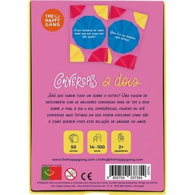 Caixa de jogo de cartas rosa Conversas a dois da THE HAPPY GANG