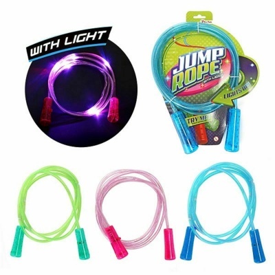 Corda de pular com luz e pega colorida em várias cores