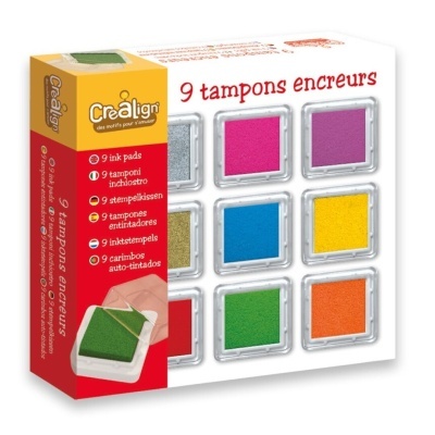 Conjunto de 9 almofadas de tinta para carimbos Crealign multicolor