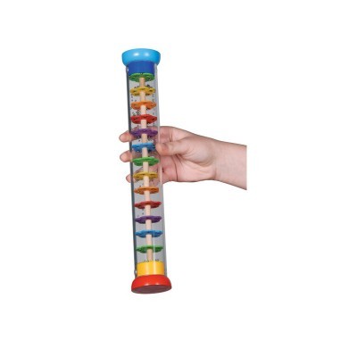 Tubo transparente com espiral colorida e figuras de borboletas