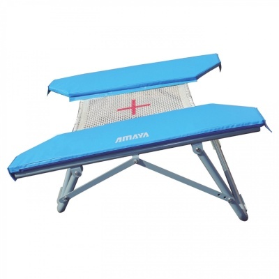 Trampolim metálico Amaya com rede de salto branca e acolchoado azul