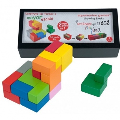 Jogo de blocos de madeira coloridos com embalagem preta