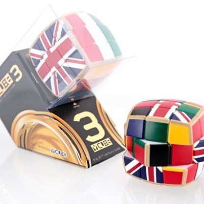 Cubos mágicos de bandeiras e embalagem preta V-CUBE 3
