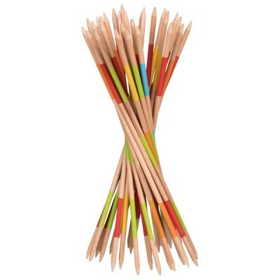 Paus de jogo Mikado em madeira com faixas coloridas