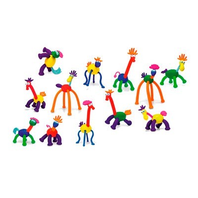 Figuras de animais coloridas de peças de plástico encaixáveis