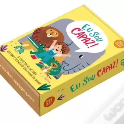 Caixa de jogo com ilustração infantil e texto Eu sou Capaz