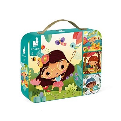 Estojo de puzzles infantil com ilustrações coloridas e manuseio fácil