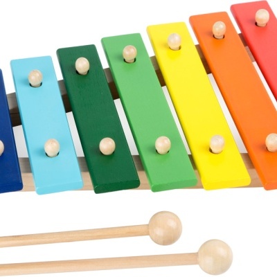 Xilofone infantil de madeira colorido com baquetas