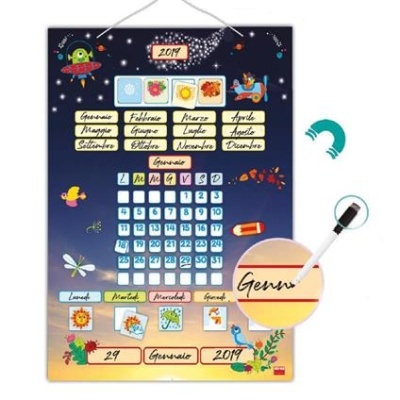 Calendário magnético para frigorífico com design colorido e texto 'Guerra'