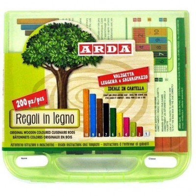 Caixa verde de paus de medida em madeira colorida ARDA