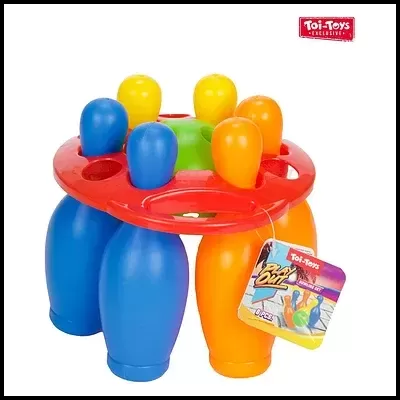 Brinquedo infantil de boliche colorido de plástico com etiqueta Toi-Toys