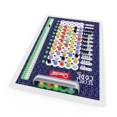 Painel colorido com botões e texto SECRET CODE