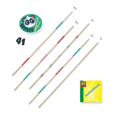 Jogo de varetas de madeira coloridas com disco e instruções