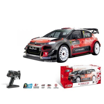Carro de rali radiocomandado Citroën com comando e embalagem
