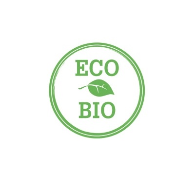 Selo verde ECO BIO com folha no centro