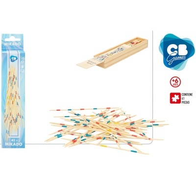 Jogo Mikado de pauzinhos coloridos e caixa de madeira