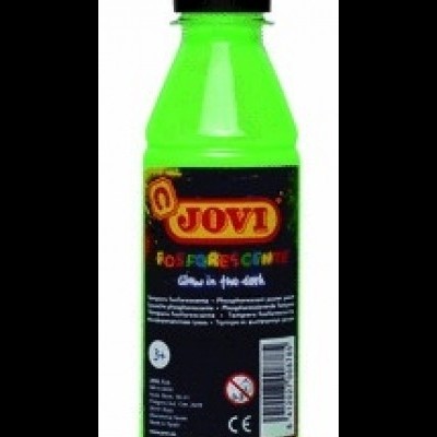 Garrafa verde fluorescente de tinta JOVI com tampa preta e rótulo colorido